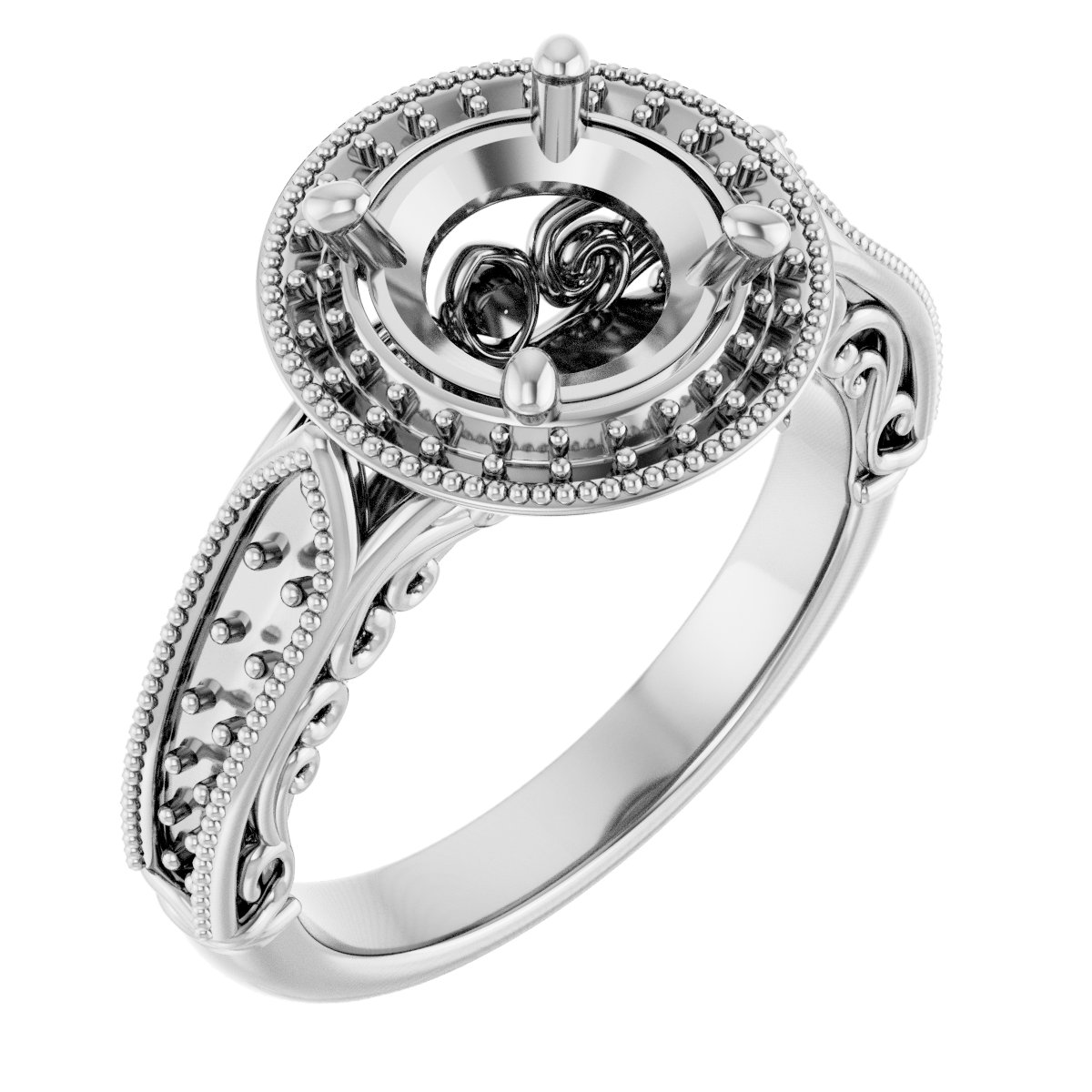 Halo-Style Vintage-Inspired Engagement Ring