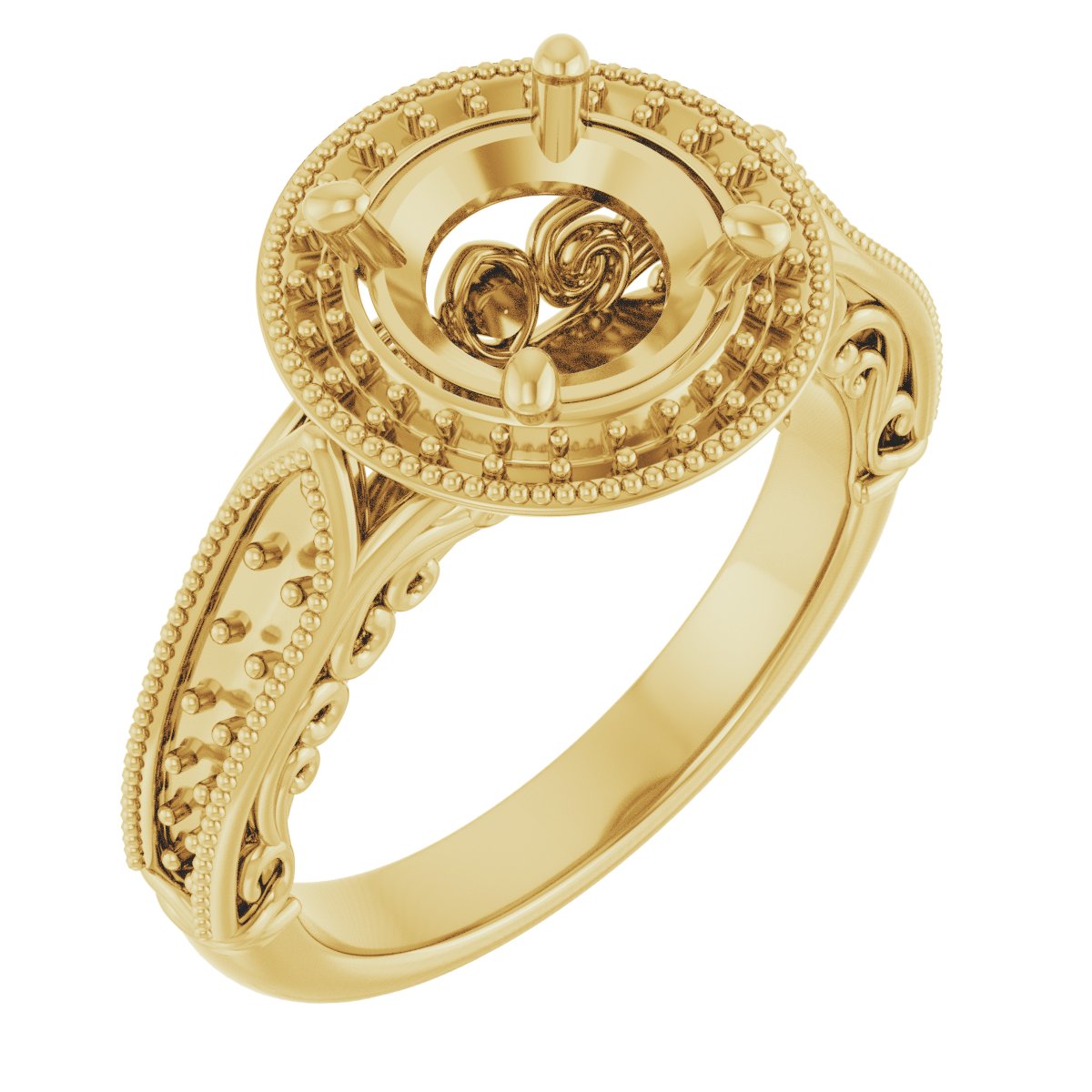Halo-Style Vintage-Inspired Engagement Ring