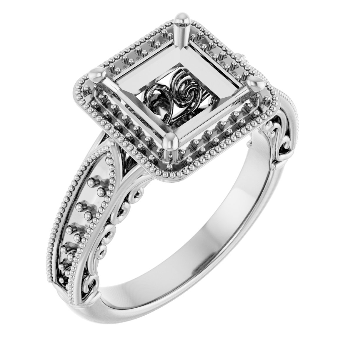 Halo-Style Vintage-Inspired Engagement Ring