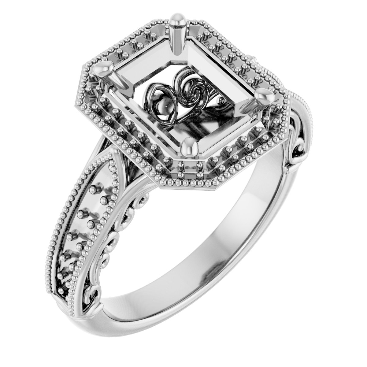 Halo-Style Vintage-Inspired Engagement Ring