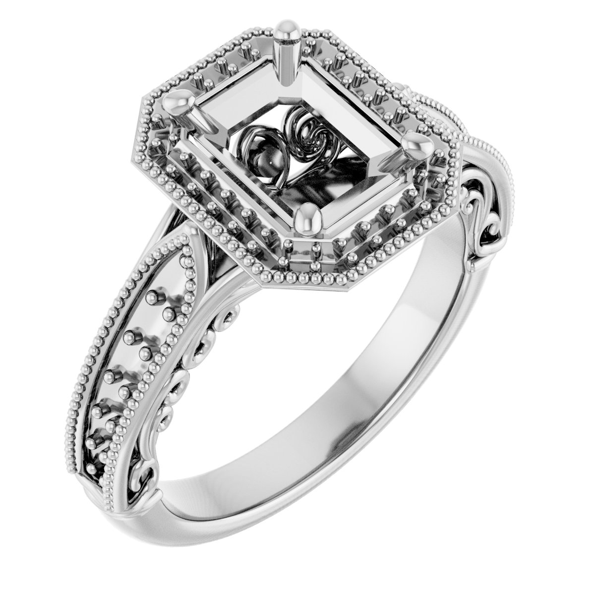 Halo-Style Vintage-Inspired Engagement Ring