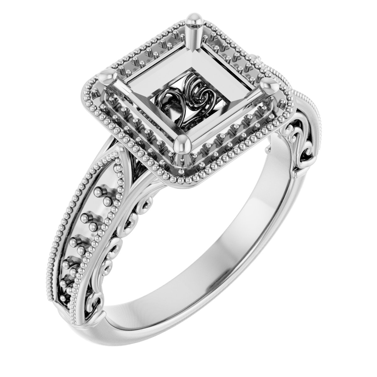 Halo-Style Vintage-Inspired Engagement Ring