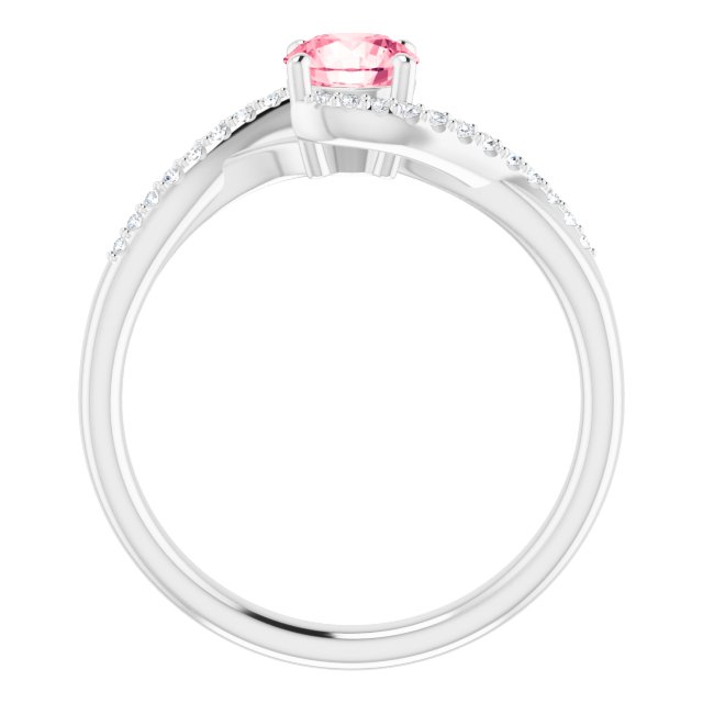14K White Passion Pink Topaz & 1/10 CTW Diamond Ring