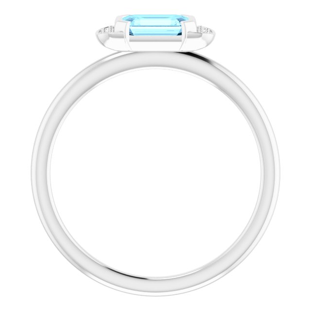 14K White Natural Aquamarine & .02 CTW Natural Diamond Stackable Ring