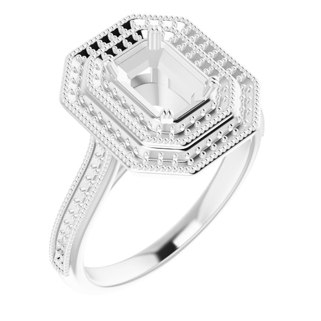 Double Halo-Style Engagement Ring