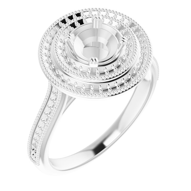 Double Halo-Style Engagement Ring
