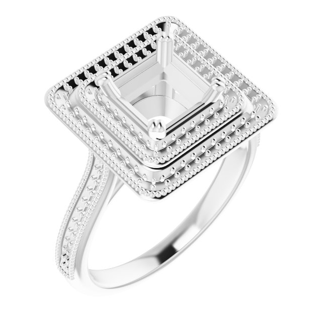 Double Halo-Style Engagement Ring
