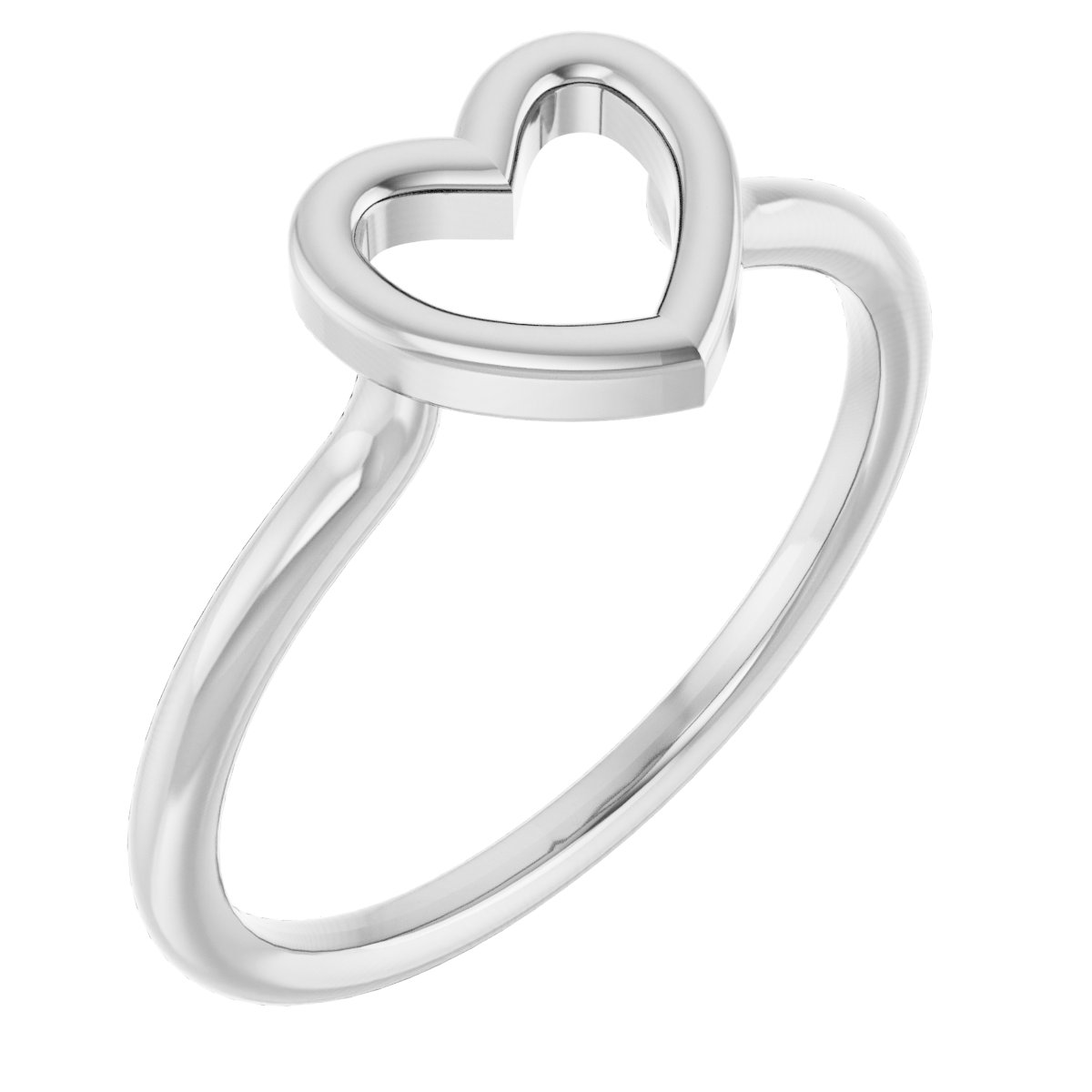 14K White Heart Ring