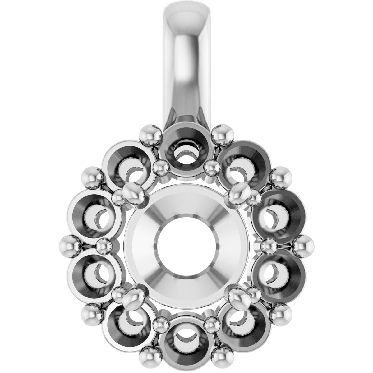 14K White 6 mm Round Pendant Mounting