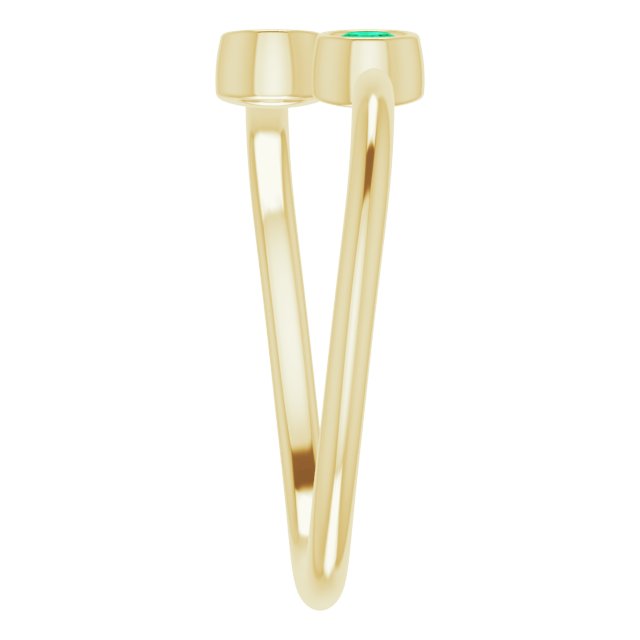 14K Yellow Lab-Grown Emerald Two-Stone Ring