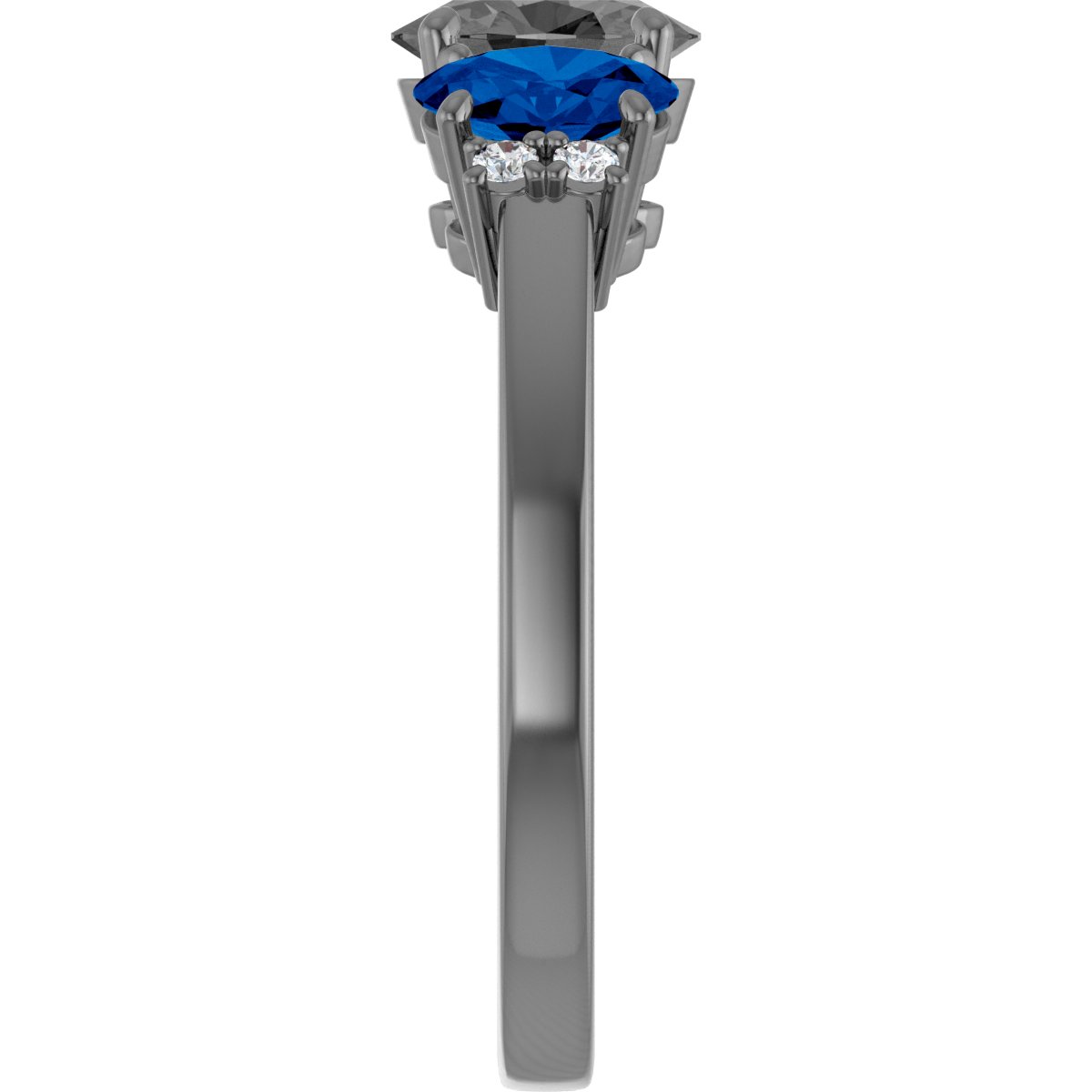 14K White Lab-Grown Blue Sapphire & .05 CTW Natural Diamond Ring