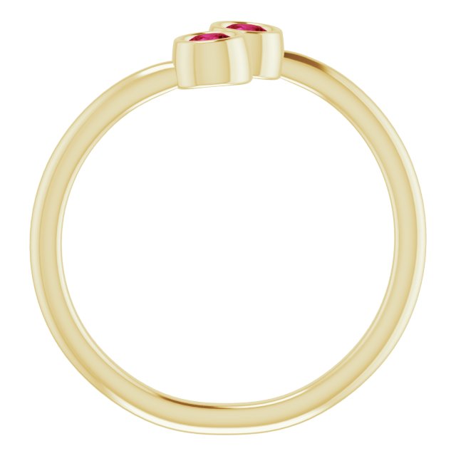 14K Yellow Lab-Grown Ruby Two-Stone Ring