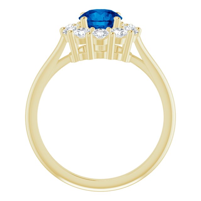 14K Yellow Natural Blue Sapphire & 1/2 CTW Natural Diamond Ring