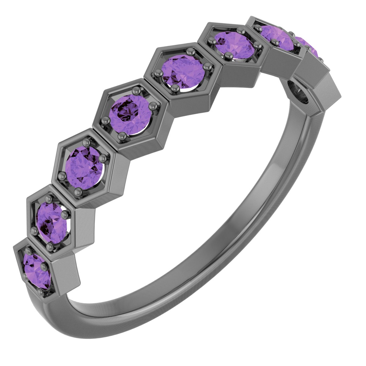 14K Yellow Amethyst Stackable Ring       