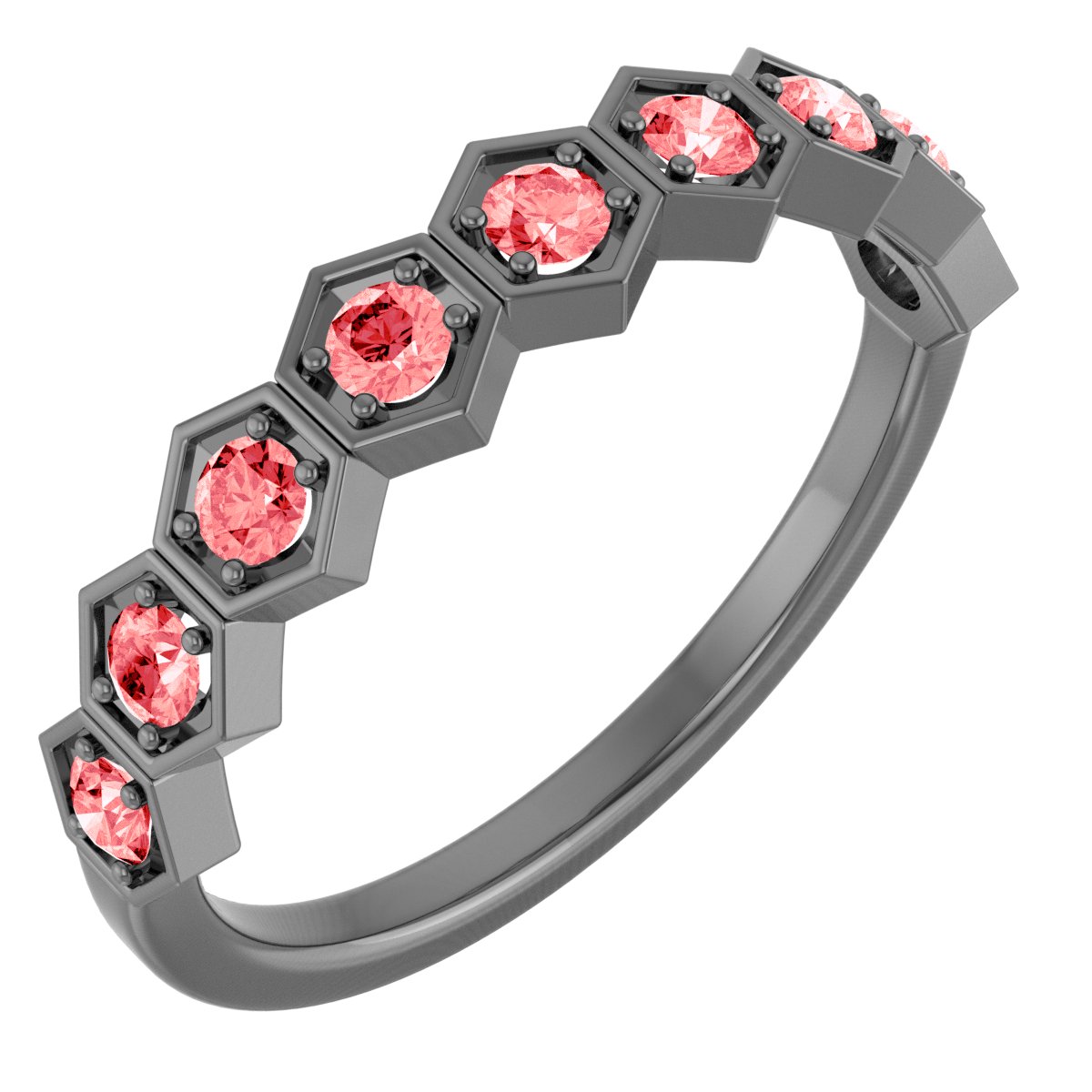 14K White 3/8 CTW Pink Lab-Grown Diamond Stackable Ring