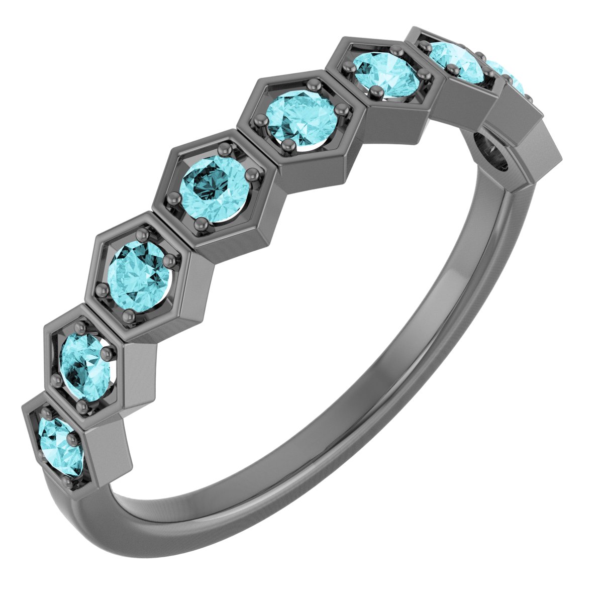 Sterling Silver Natural Blue Zircon Stackable Ring