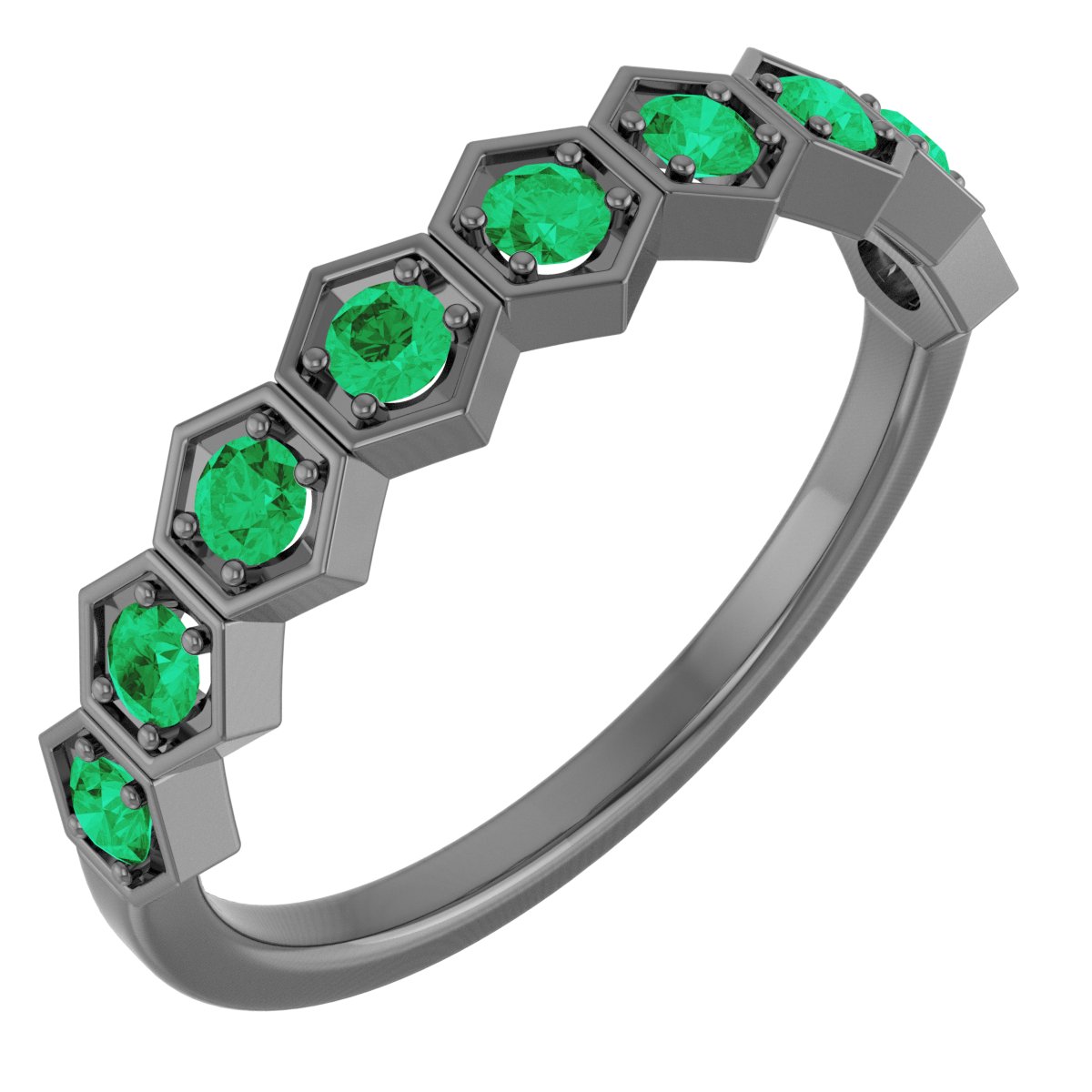 14K Yellow Natural Emerald Stackable Ring