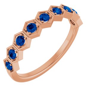 14K Rose Blue Sapphire Stackable Ring           