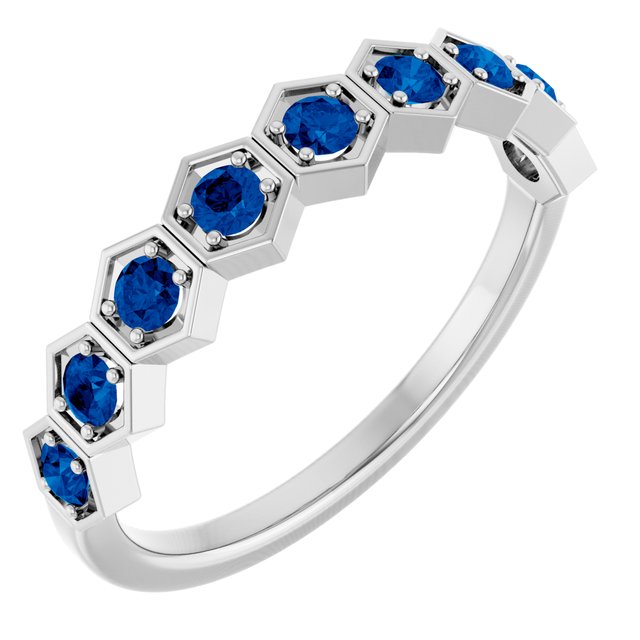 Sterling Silver Natural Blue Sapphire Stackable Ring