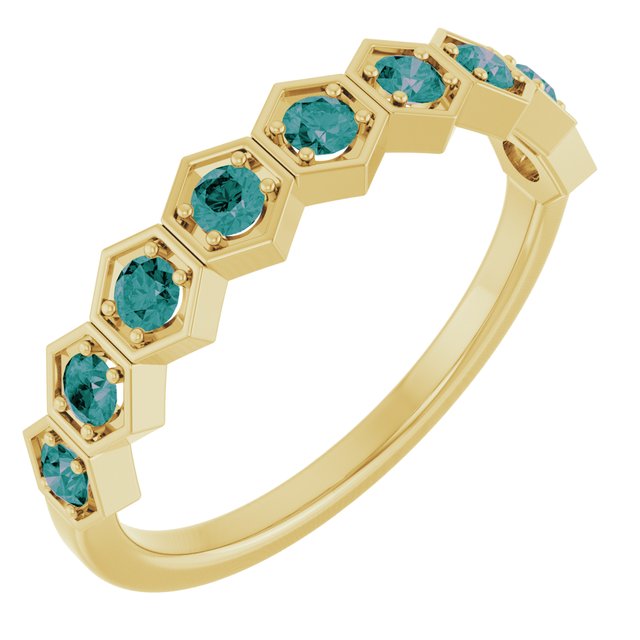 14K Yellow Lab-Grown Alexandrite Stackable Ring   