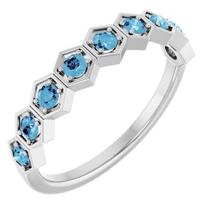 14K White 3/8 CTW Blue Lab-Grown Diamond Stackable Ring
