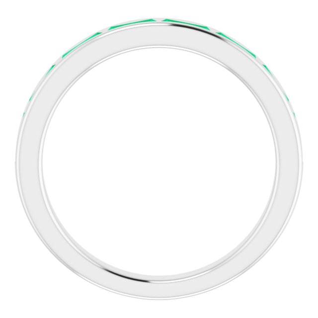 14K White Lab-Grown Emerald Ring 