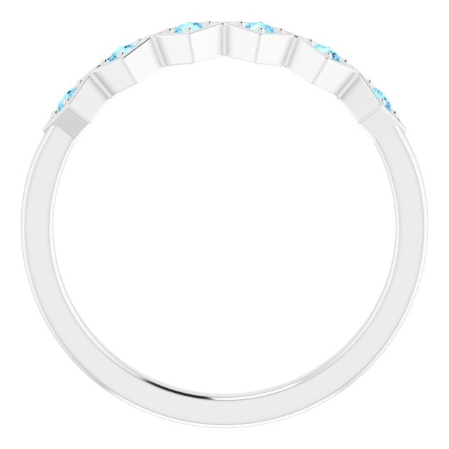 14K White Natural Aquamarine Stackable Ring