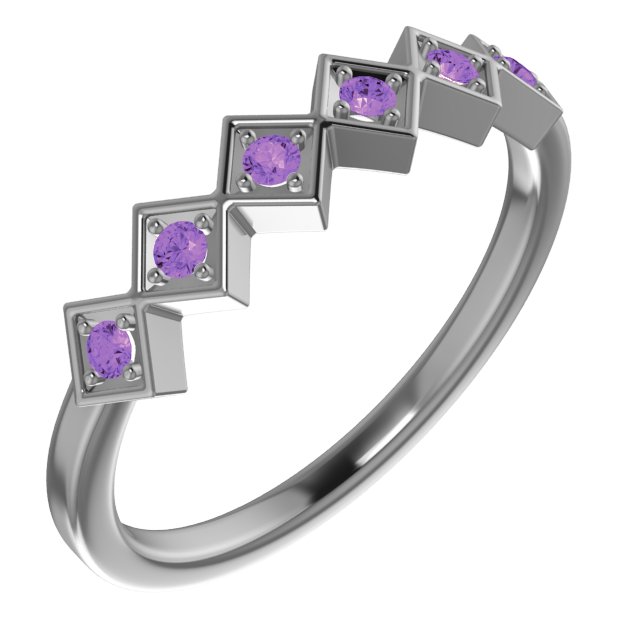 Sterling Silver Natural Amethyst Stackable Ring