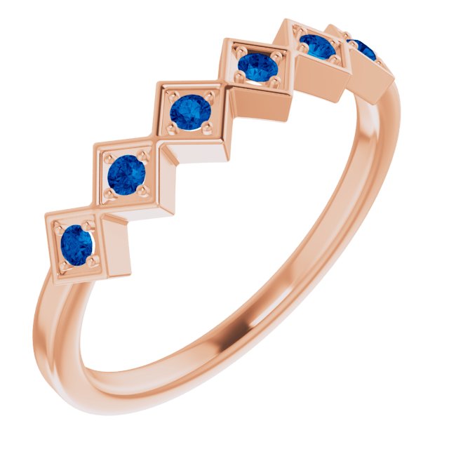 14K Rose Natural Blue Sapphire Stackable Ring