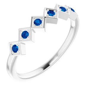 14K White Blue Sapphire Stackable Ring