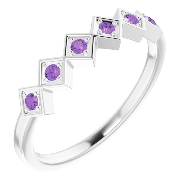 Sterling Silver Natural Amethyst Stackable Ring