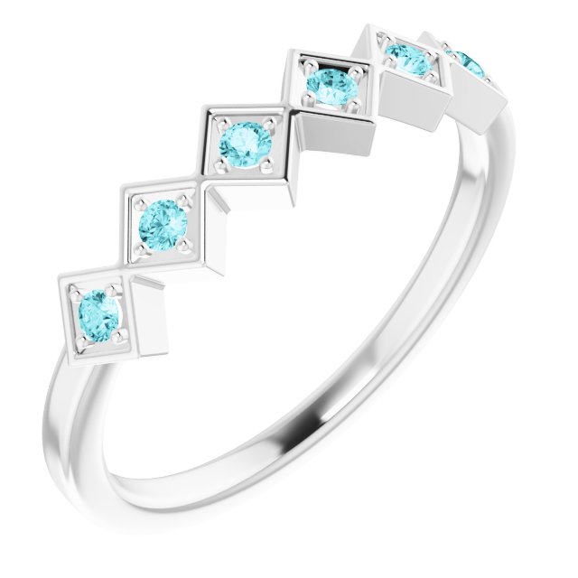 Platinum Natural Blue Zircon Stackable Ring