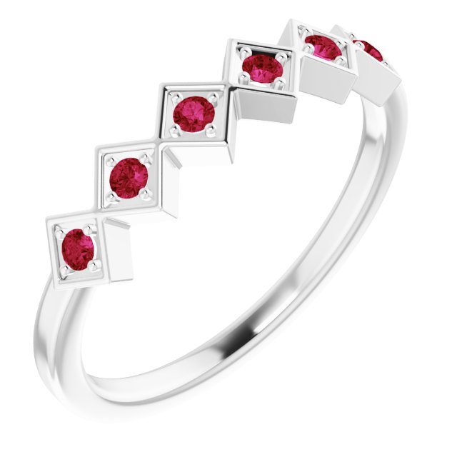 Sterling Silver Lab-Grown Ruby Stackable Ring