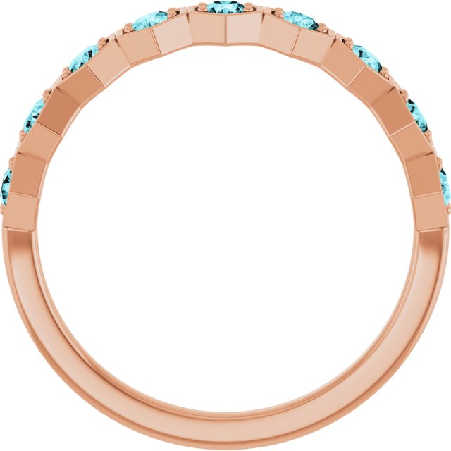 14K Rose Natural Blue Zircon Stackable Ring