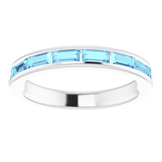14K White Aquamarine Ring 