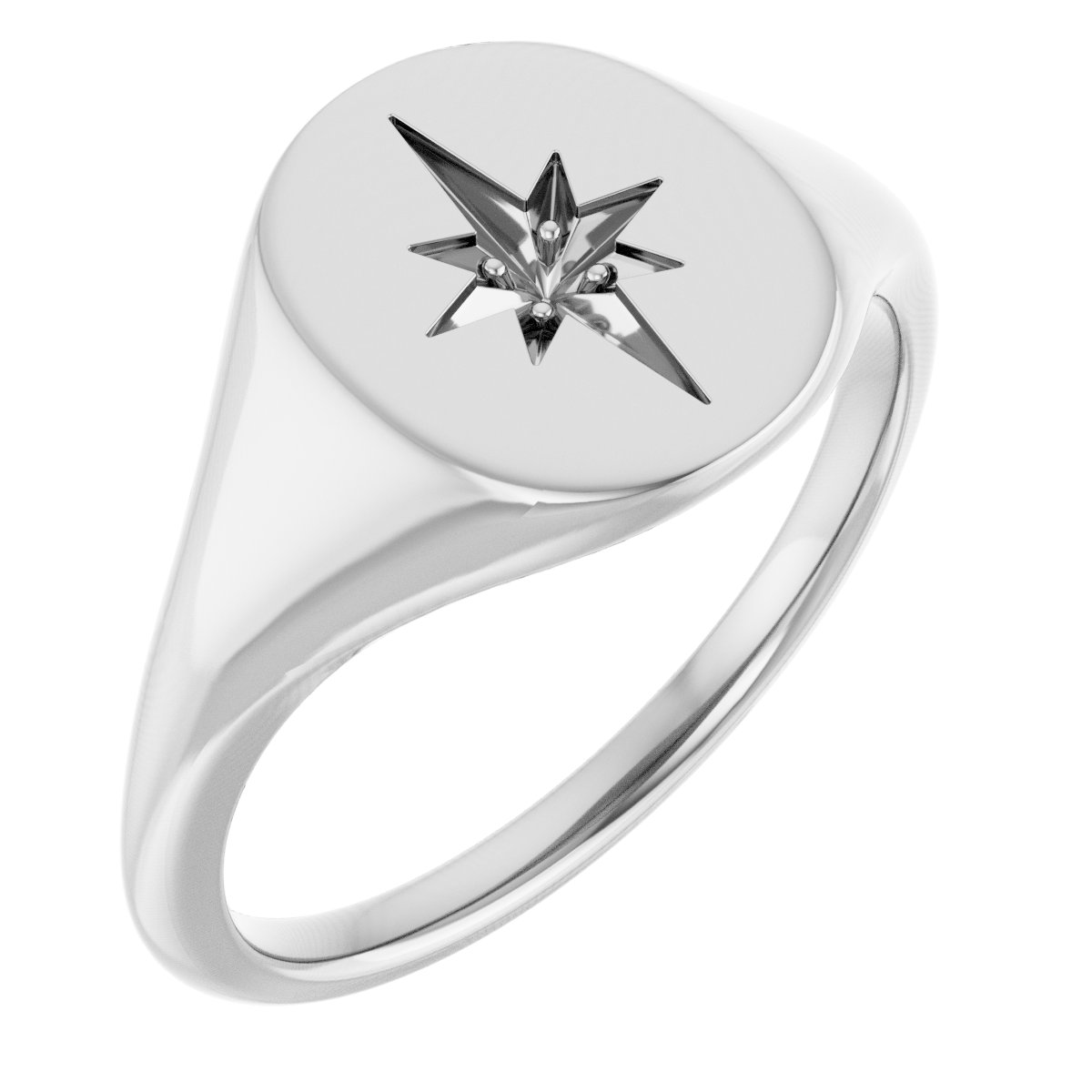 Oval Starburst Signet Ring