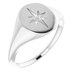Sterling Silver 11x10 Oval .02 CTW Natural Diamond Starburst Signet Ring