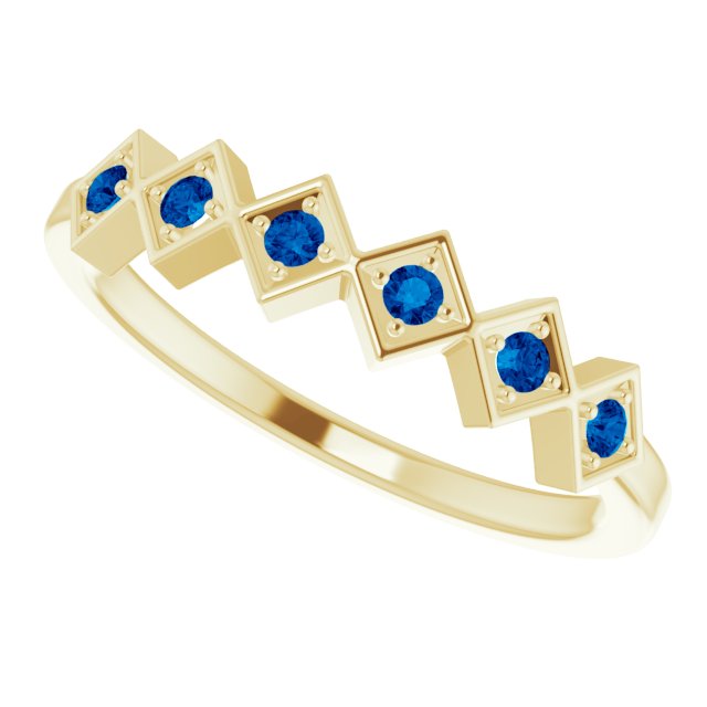 14K Yellow Blue Sapphire Stackable Ring
