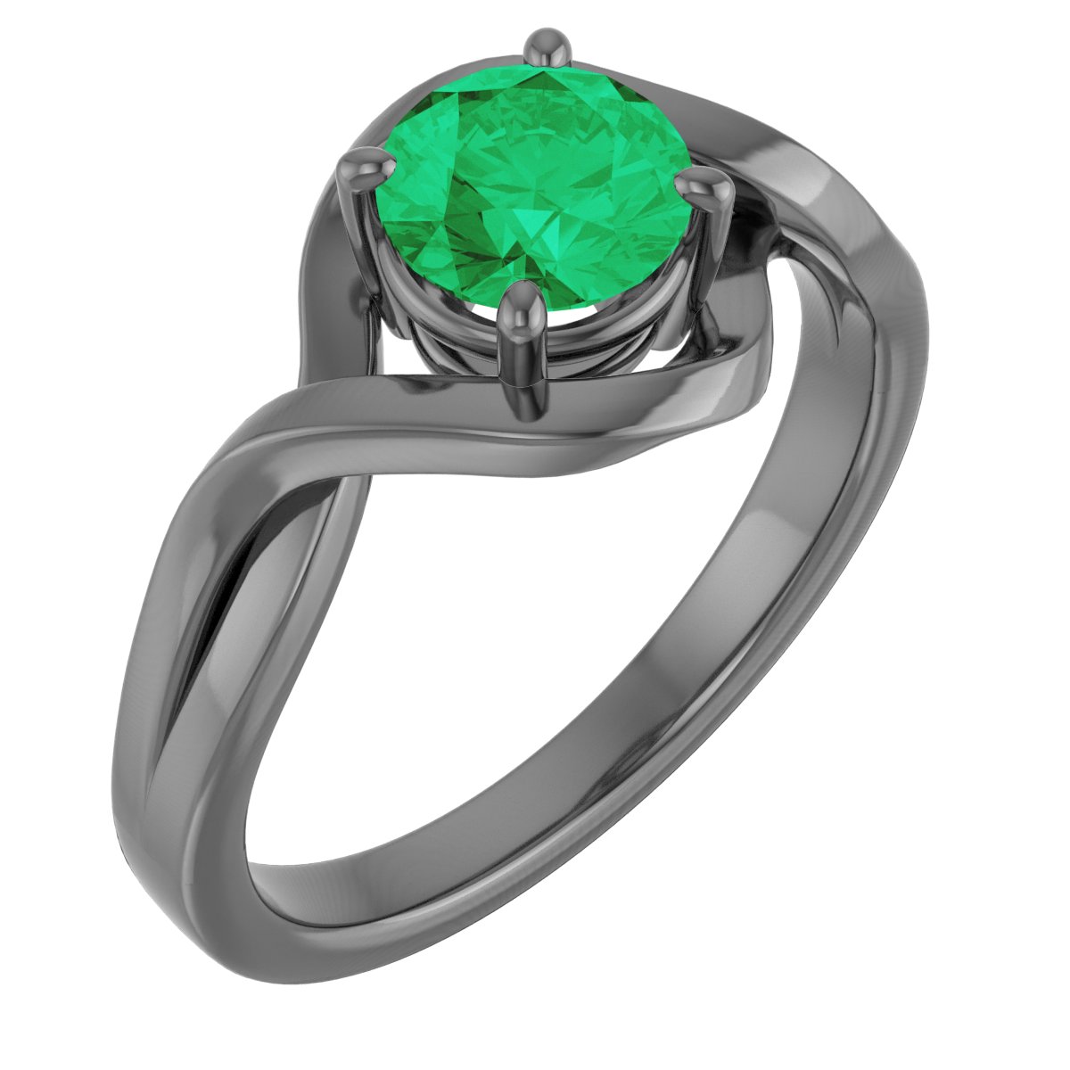 14K White Lab-Grown Emerald Ring