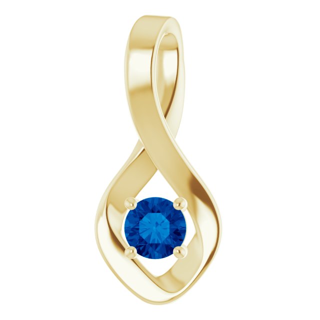 14K Yellow 4 mm Round Lab-Grown Blue Sapphire Pendant