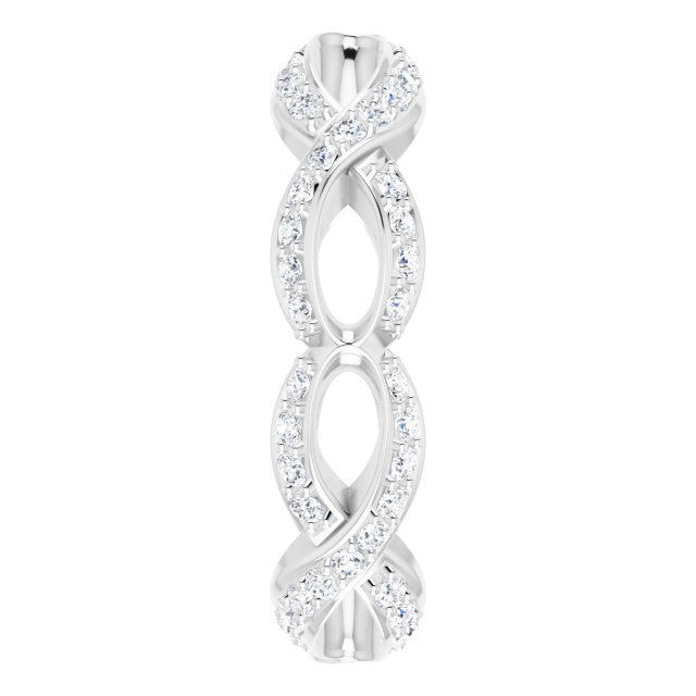 14K White 1/2 CTW Diamond Sculptural-Inspired Eternity Band Size 7  