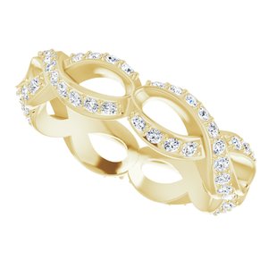 14K Yellow 1/2 CTW Diamond Sculptural-Inspired Eternity Band Size 7  