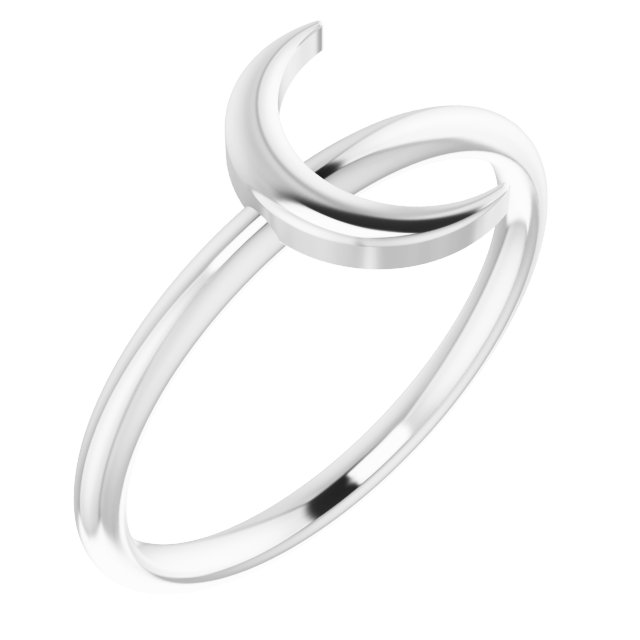 Platinum Crescent Moon Ring