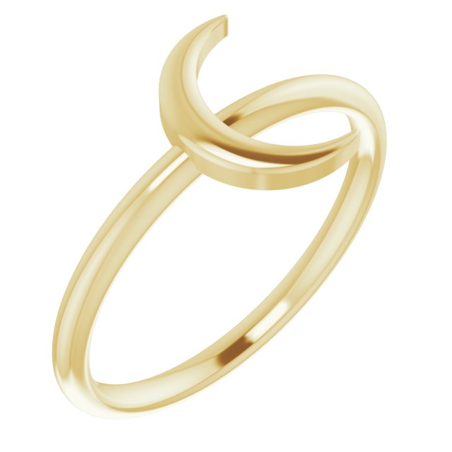 14K Yellow Crescent Moon Ring