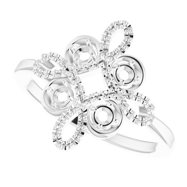 14K White 1/3 CTW Natural Diamond Clover Ring      