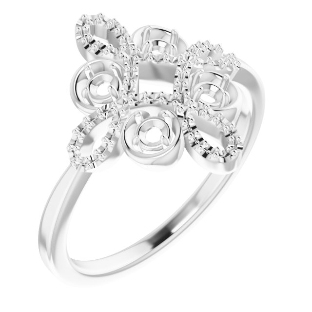 14K White 1/3 CTW Natural Diamond Clover Ring      