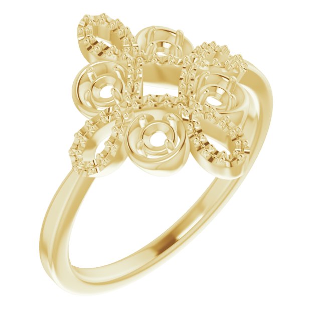 14K Yellow 3/8 CTW Diamond Clover Ring      