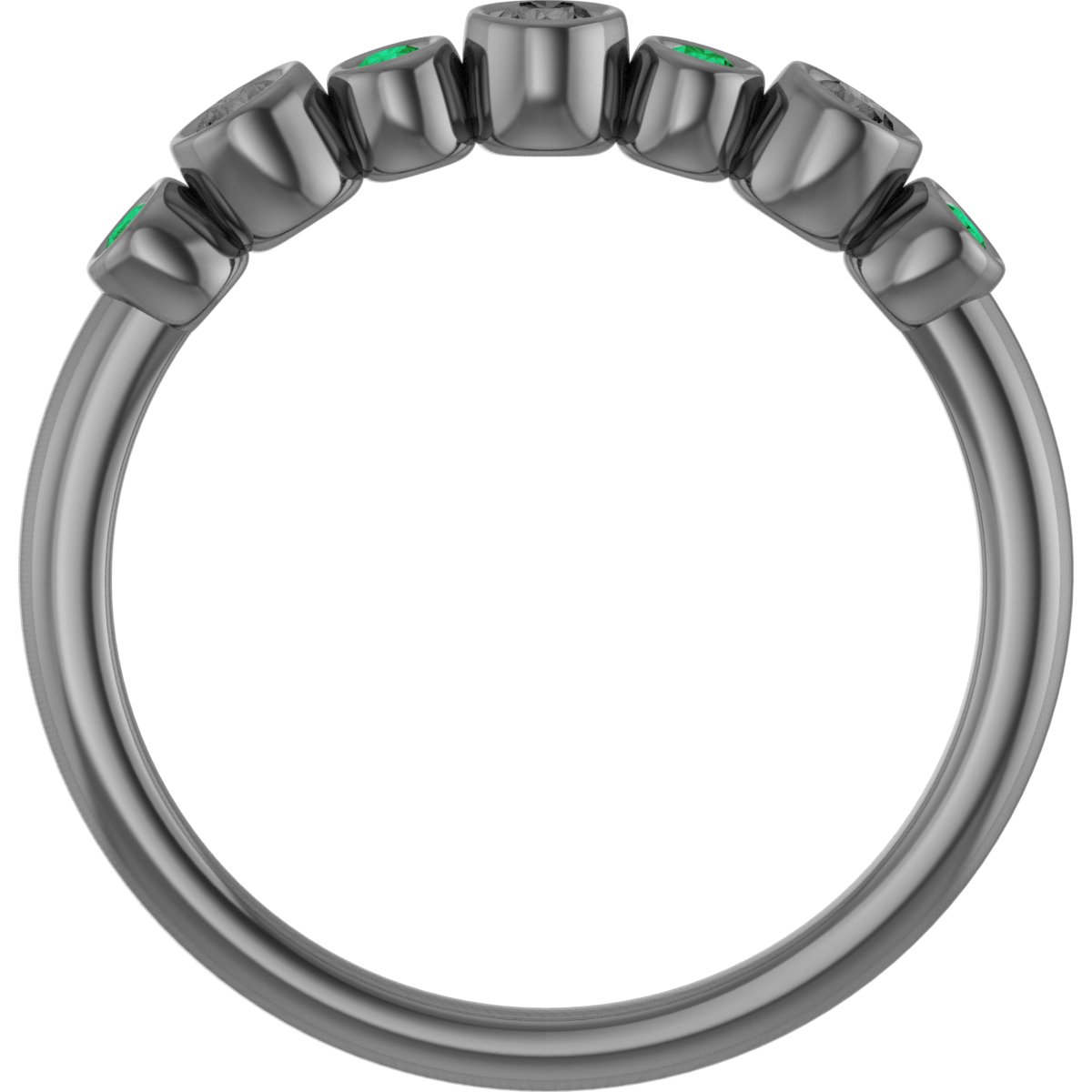 14K White Lab-Grown Emerald Bezel-Set Ring  