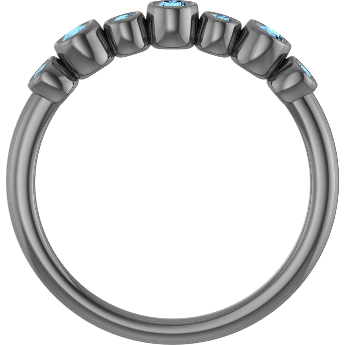 14K White Aquamarine Bezel-Set Ring     