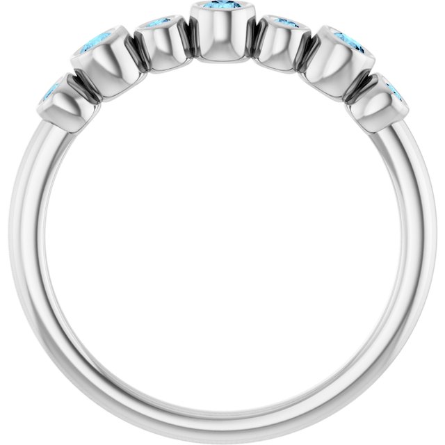 14K White Natural Aquamarine Bezel-Set Ring